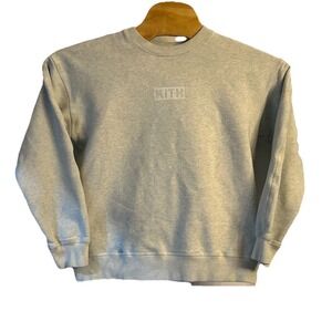 Kith‎ Sweatshirt Men Small Light Gray Embroidery Logo Crewneck Streetwear